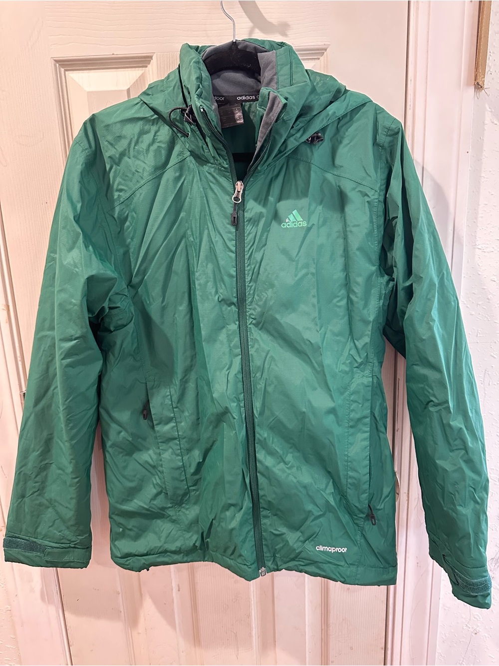 adidas Men’s Green Hooded Waterproof Rain Jacket